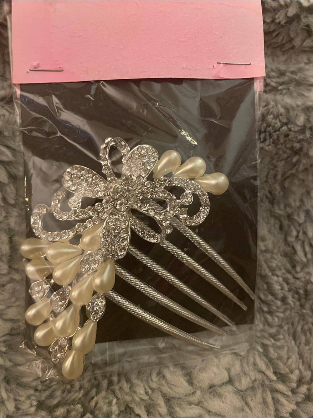 Pearl & Crystal Silver Bridal Hair Comb